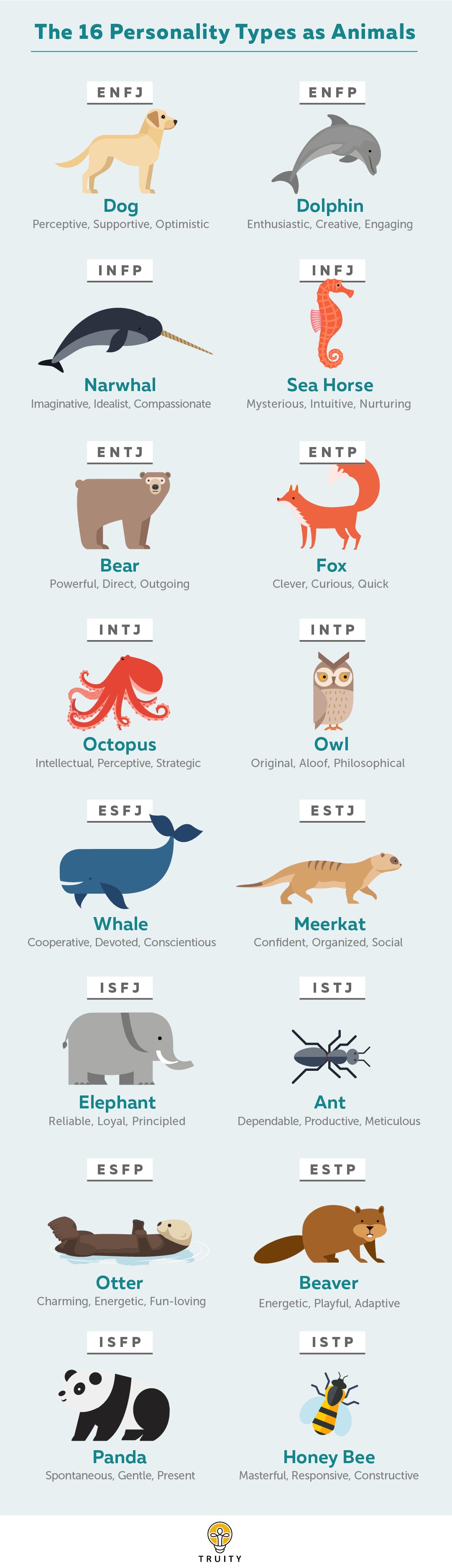 The 16 Personality Types as Animals | Truity
